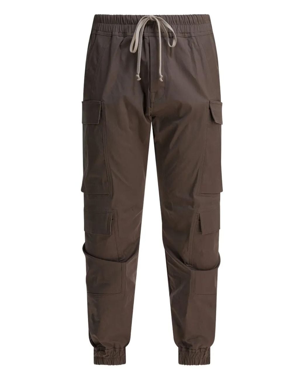 Rick Owens Gray Cargo-Pocket Drawstring Cargo Trousers for men