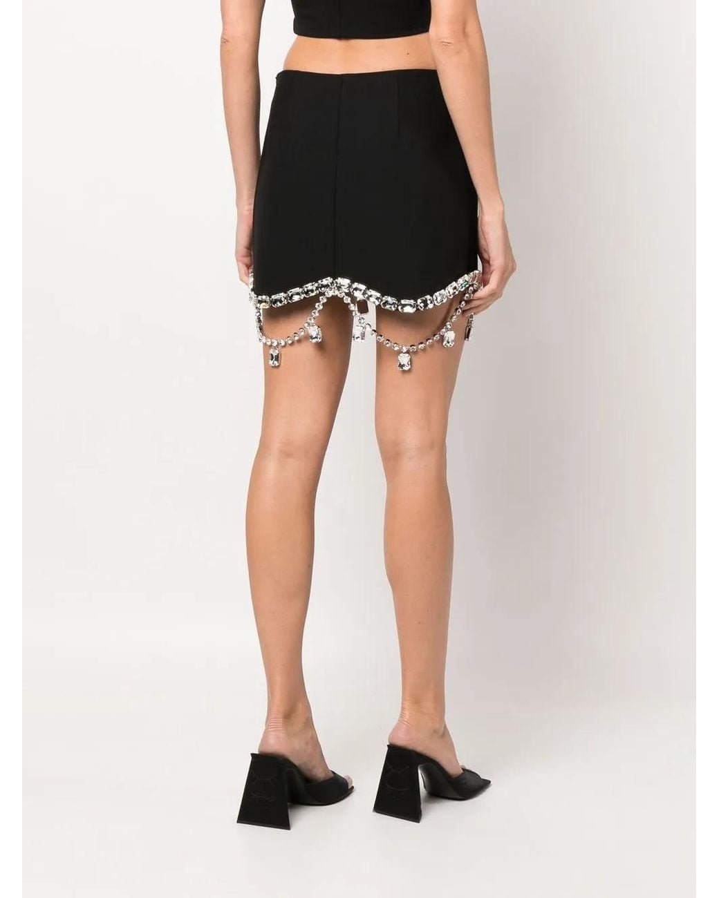 Area Black Crystal Bow Mini Skirt