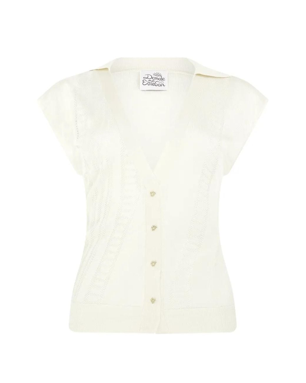 Donde Esteban White Chemise Guayabera En Maille Pointelle