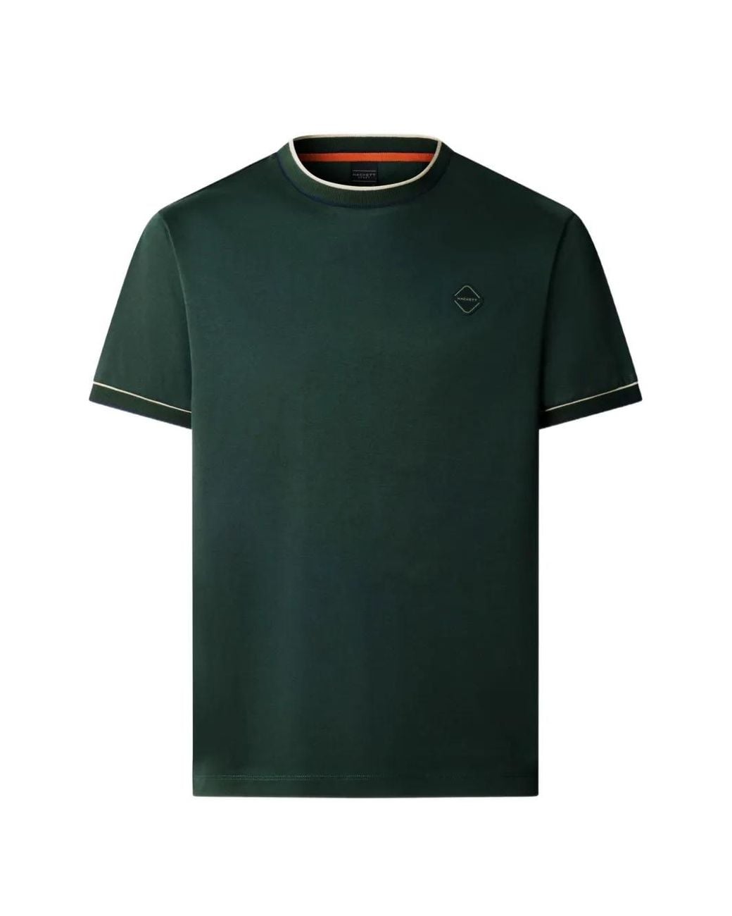 Hackett Green Contrast-Trim Logo-Patch T-Shirt for men