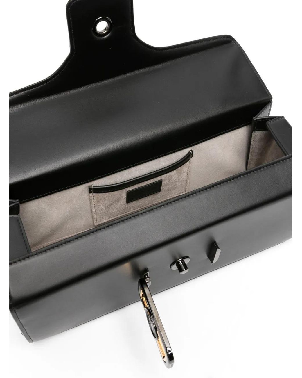 Lanvin Black Medium Pencil Cat Sculpted-Handle Leather Bag