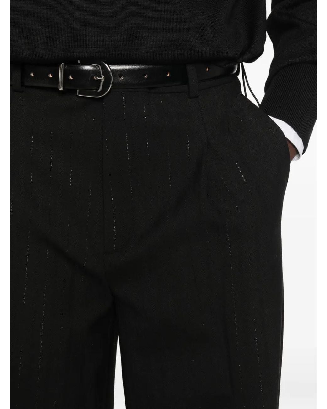 Sandro White Striped Wide-Leg Trousers