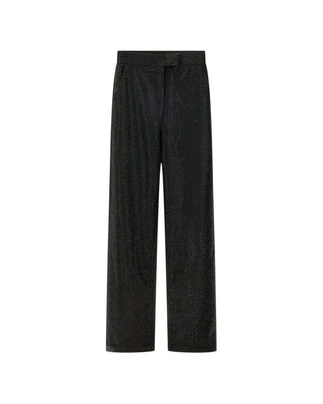 Twentyfourhaitch Black Pantalon Ample Imarya À Ornements En Cristal