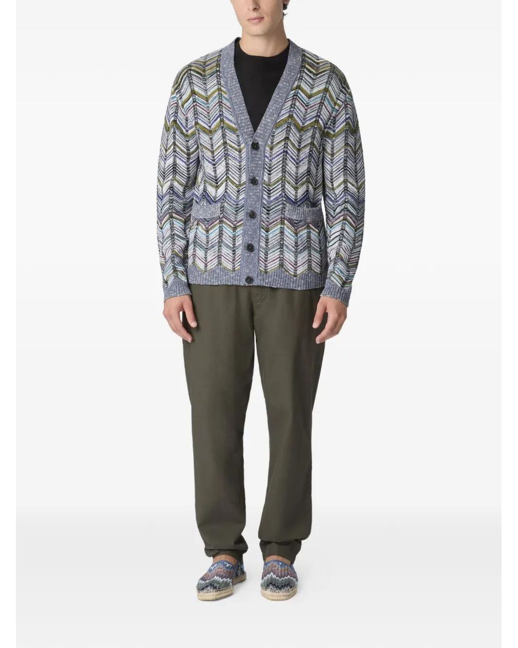 Missoni Gray Chevron-Pattern Cardigan for men