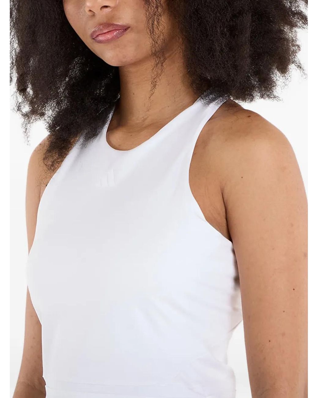 Adidas White Climacool Mid-Length Y-Tank Top