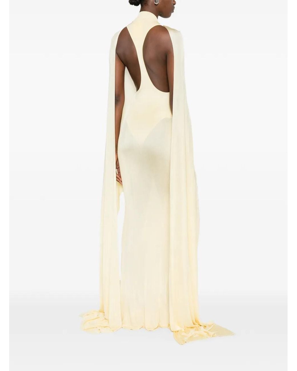 Self-Portrait White Knit Scarf Maxi Dress