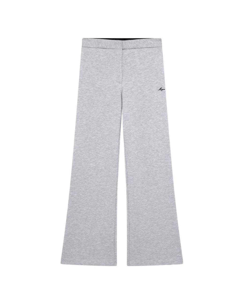 MSGM White Logo-Embroidered Wide-Leg Track Pants