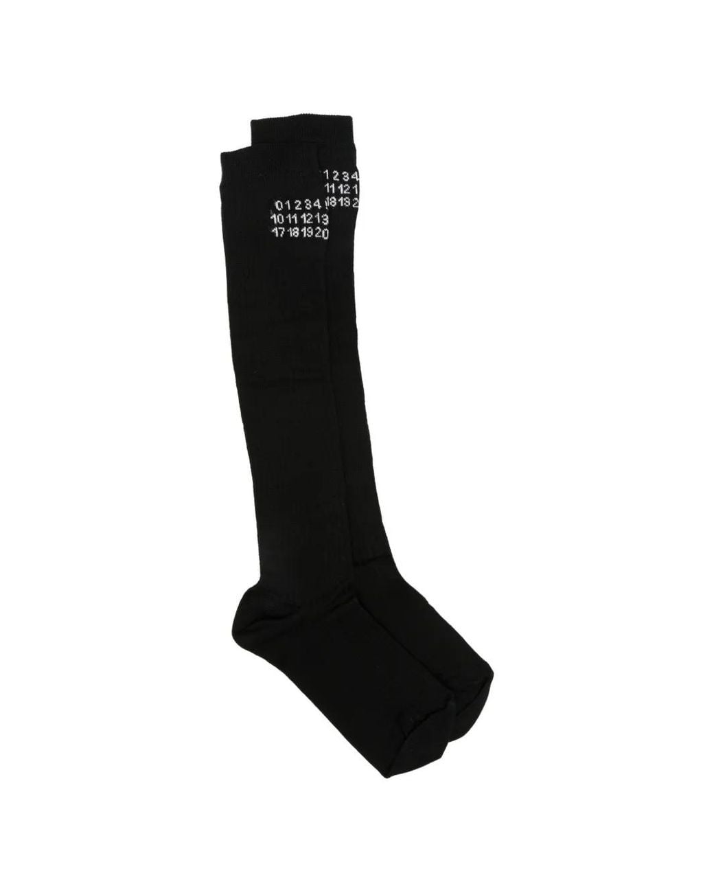 MM6 by Maison Margiela Black Numeric-Logo Knee-High Socks