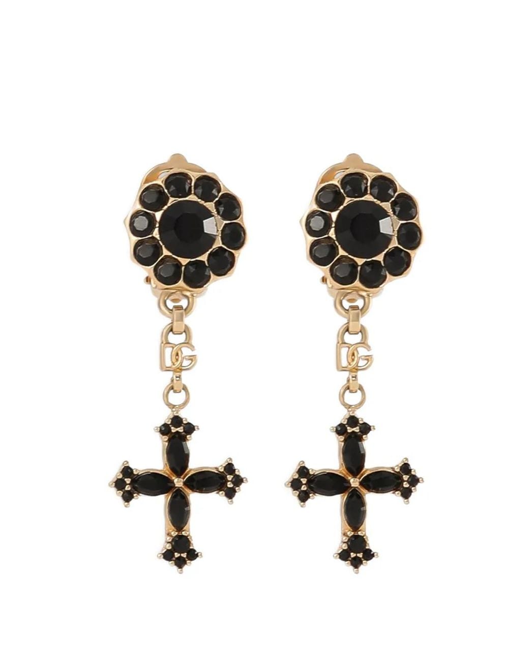 Dolce & Gabbana Black Rhinestone Drop Earrings