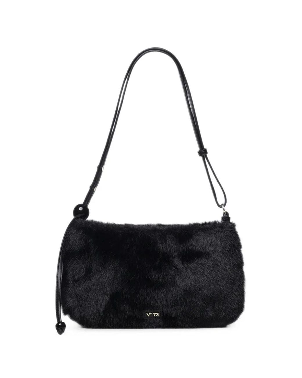 V73 Black Faux-Fur Shoulder Bag