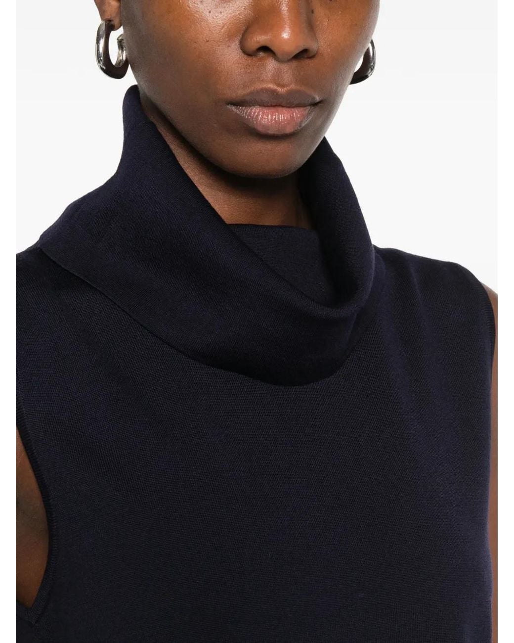 Liviana Conti Black Sleeveless Roll-Neck Top