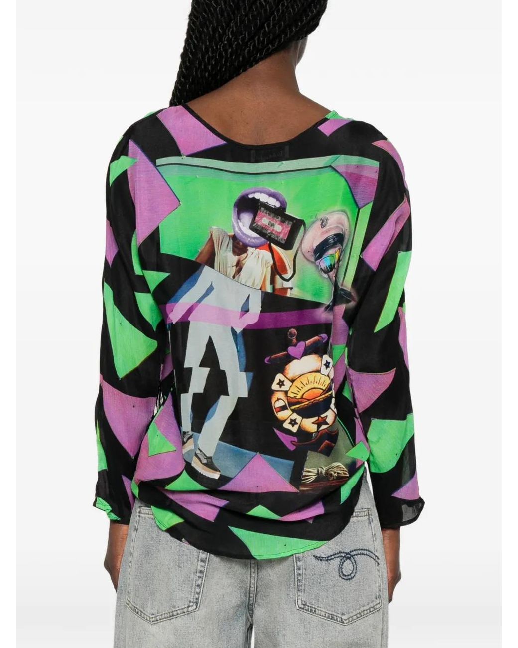 The Artistylist Green Graphic-Print Blouse