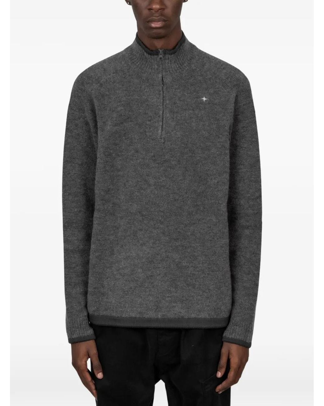 Stone Island Gray 5100026 Brushed-Wool_S.I. Stellina Sweater for men
