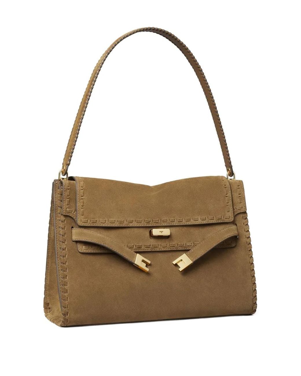 Tory Burch Brown "Lee Radziwill" Suede Large Shoulder Bag