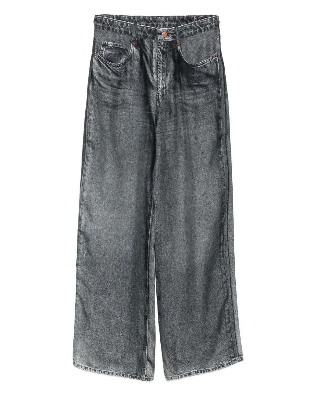 Pierre Louis Mascia Gray Aloe Wide-Leg Silk Trousers