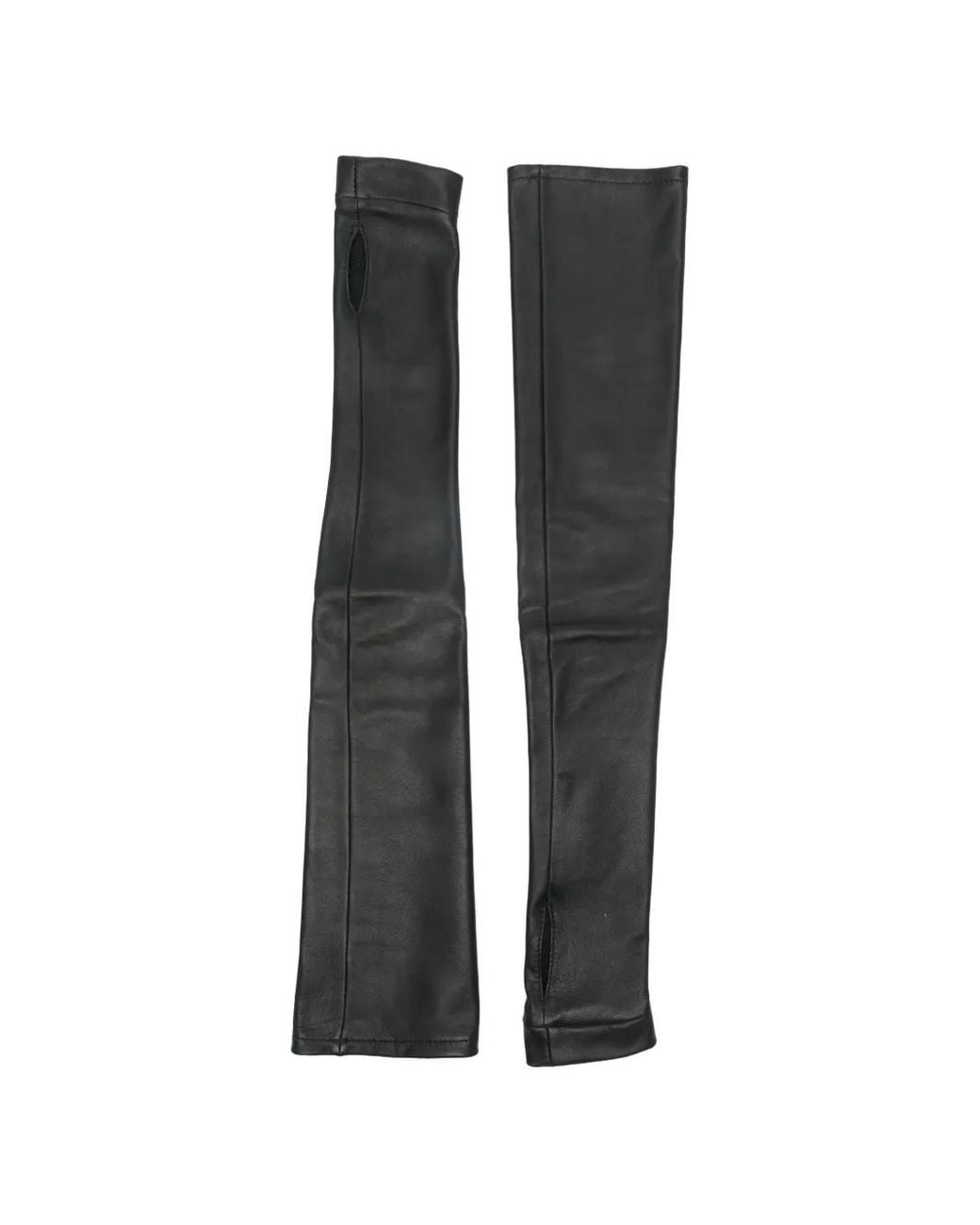 MITILIANE COUTURE Black Fingerless Leather Long Gloves