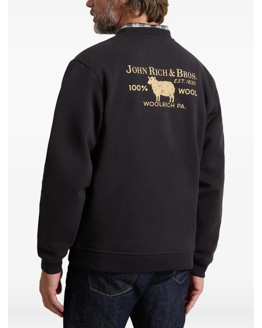 Woolrich Black Logo-Print Crew-Neck Sweatshirt for men