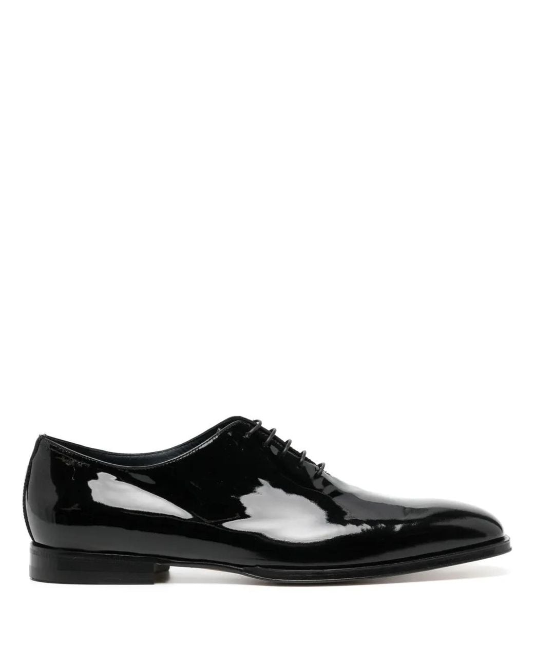 Moreschi Black Logo-Debossed Patent Leather Oxfords for men