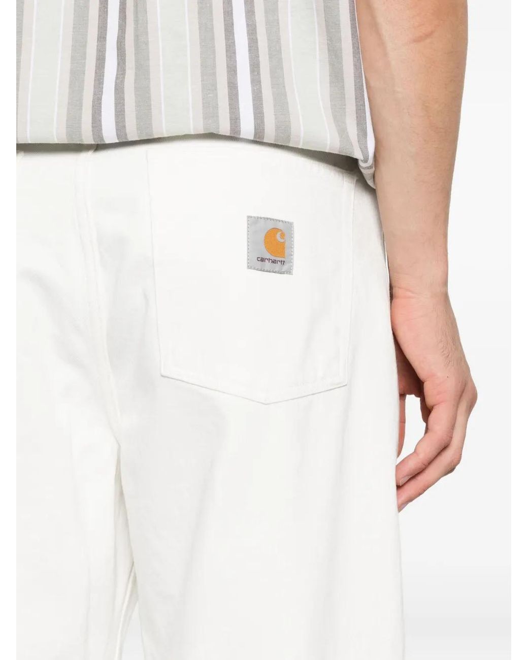 Carhartt White Brandon Logo-Patch Jeans for men