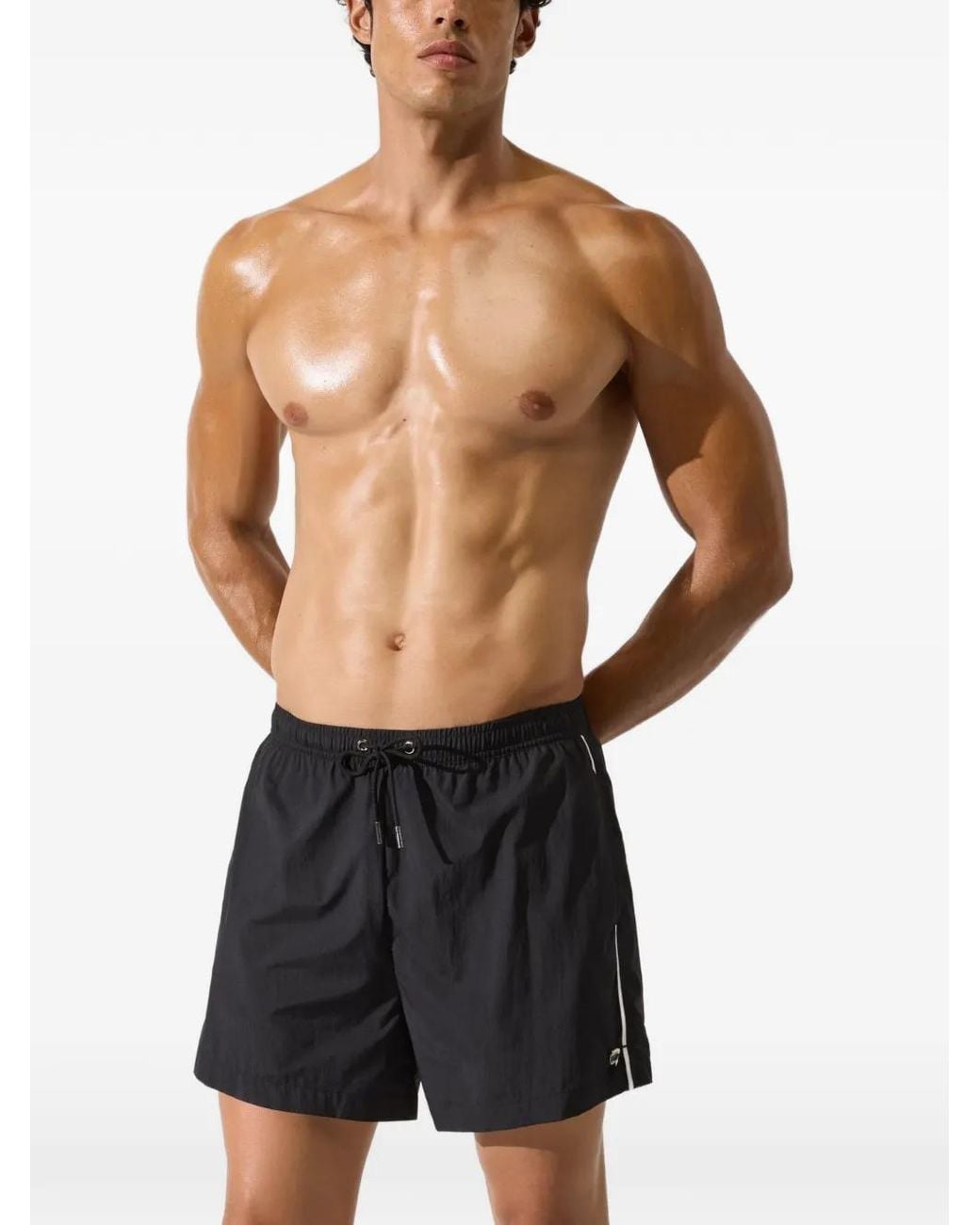 Karl Lagerfeld Black Ikon Ripstop Short Swim Shorts for men