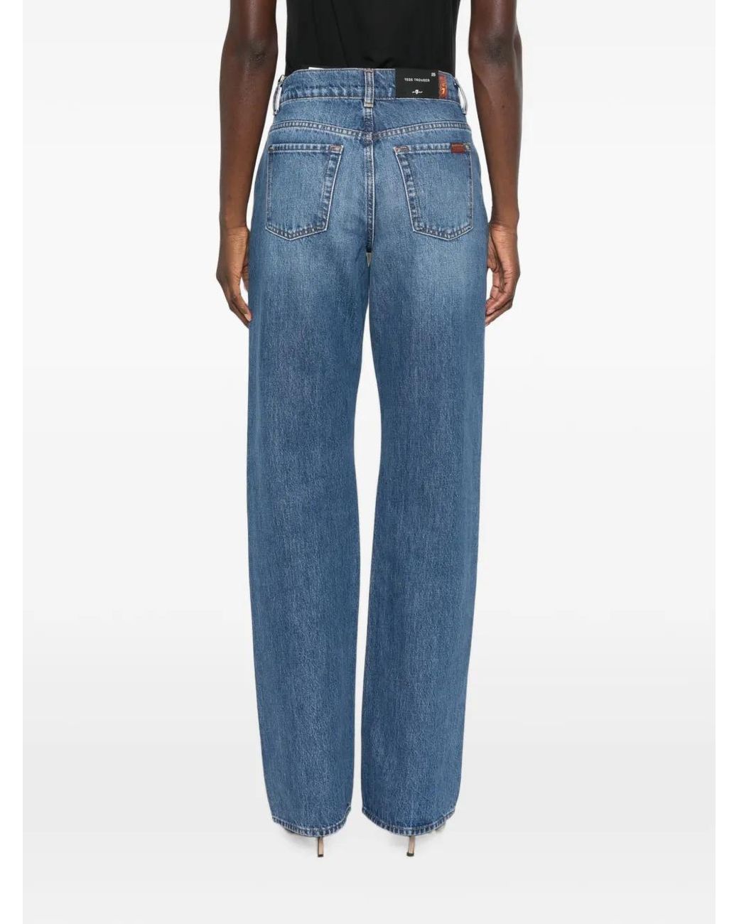7 For All Mankind Blue Tess Belt-Loop Jeans