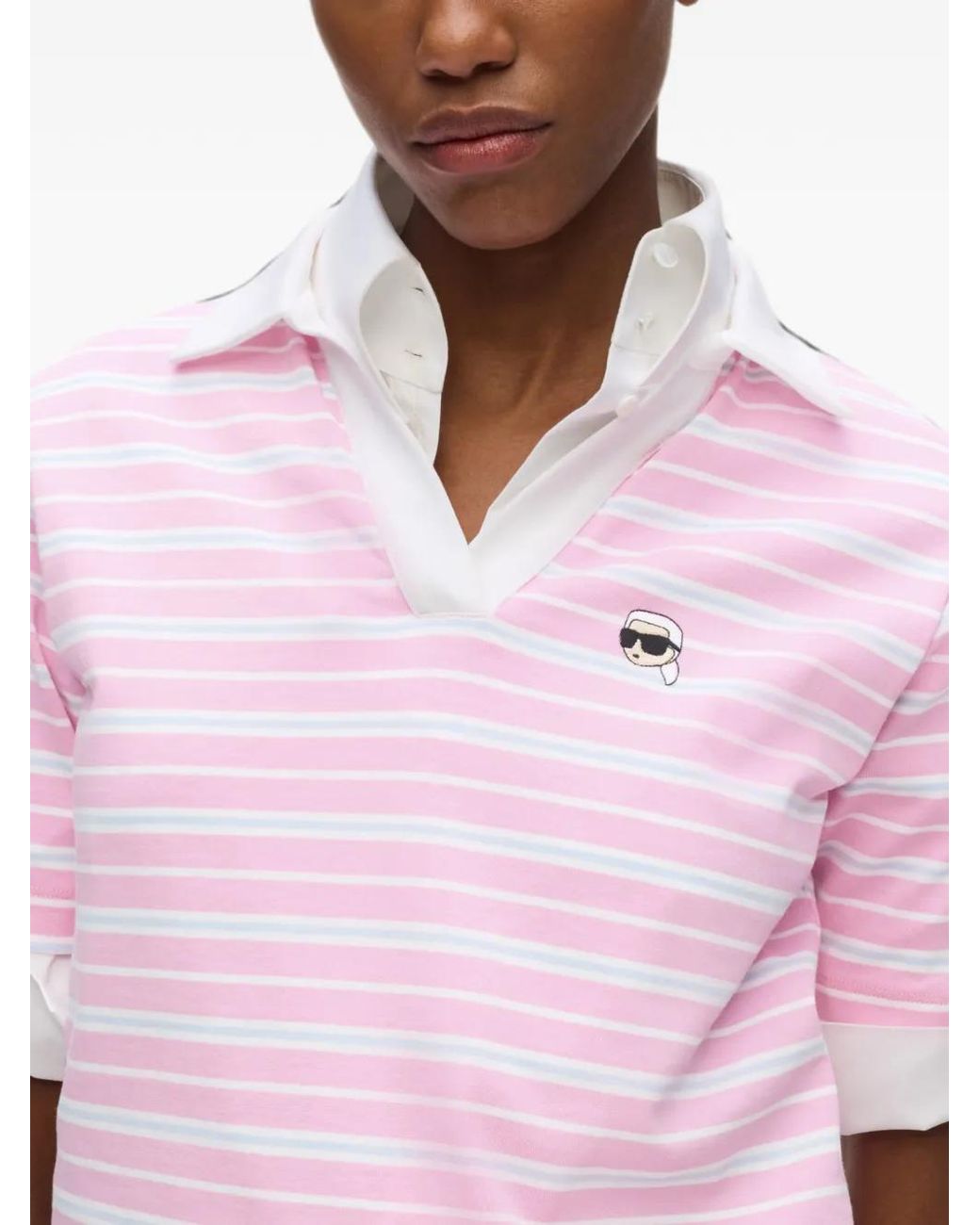 Karl Lagerfeld Pink Ikon Stripe Polo Shirt