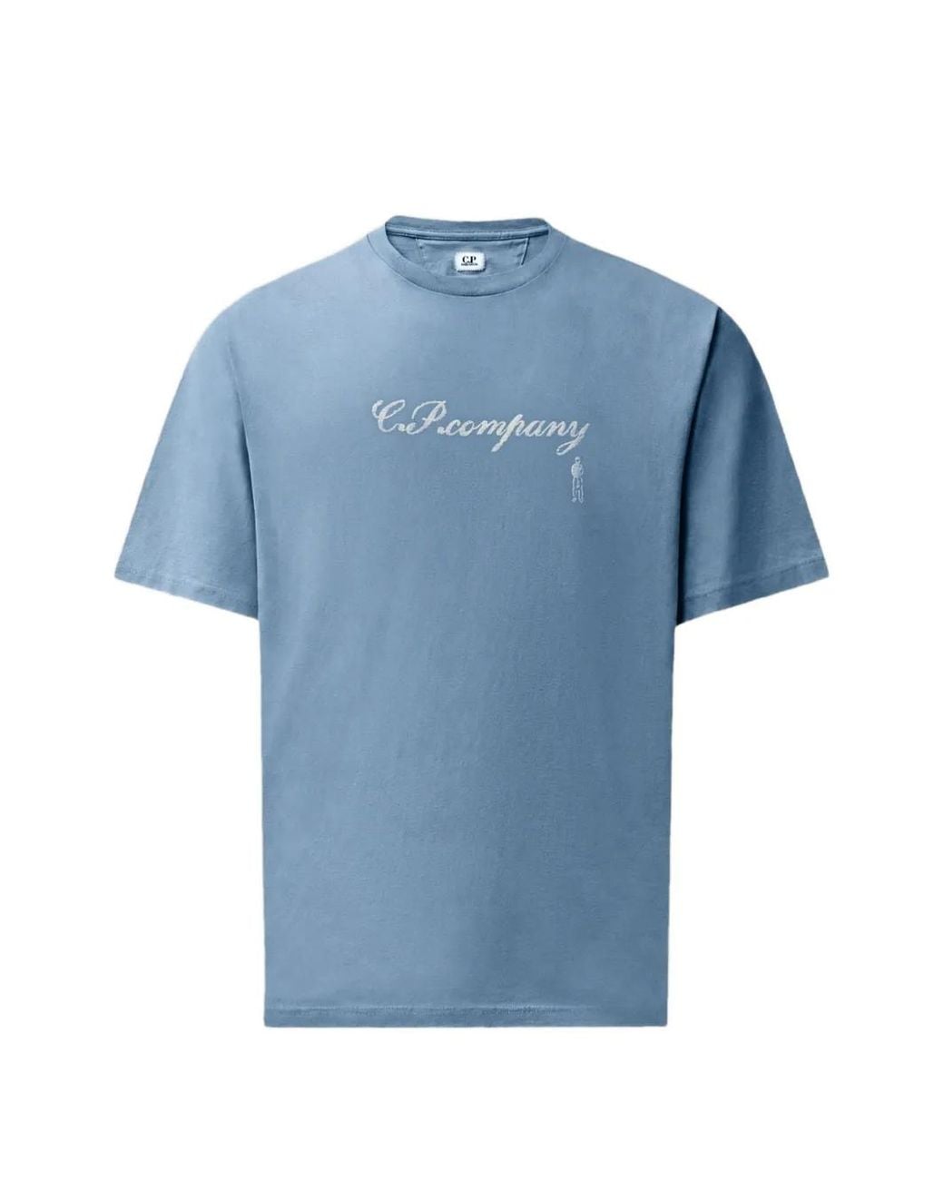 C P Company Blue 30/1 Jersey Short-Sleeve Logo T-Shirt for men