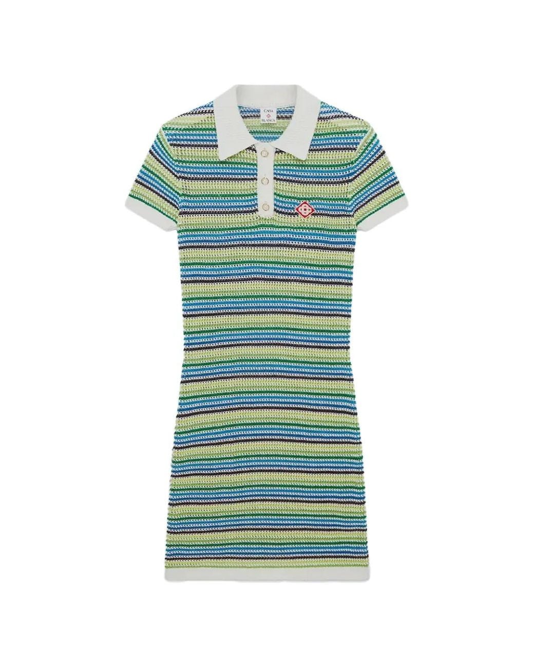 Casablanca Green Striped Collared Mini Dress