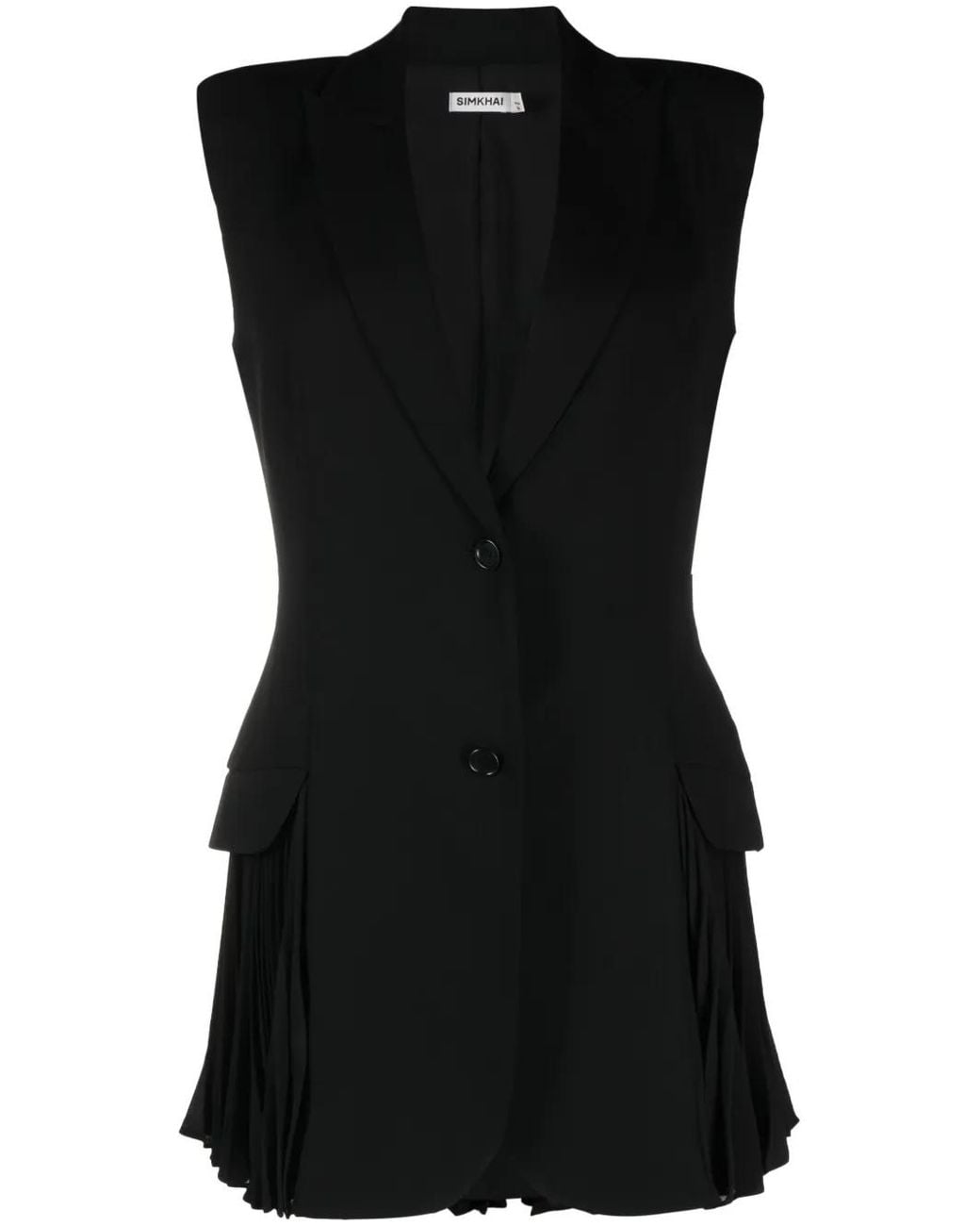 Jonathan Simkhai Black Single-Breasted Pleated Vest