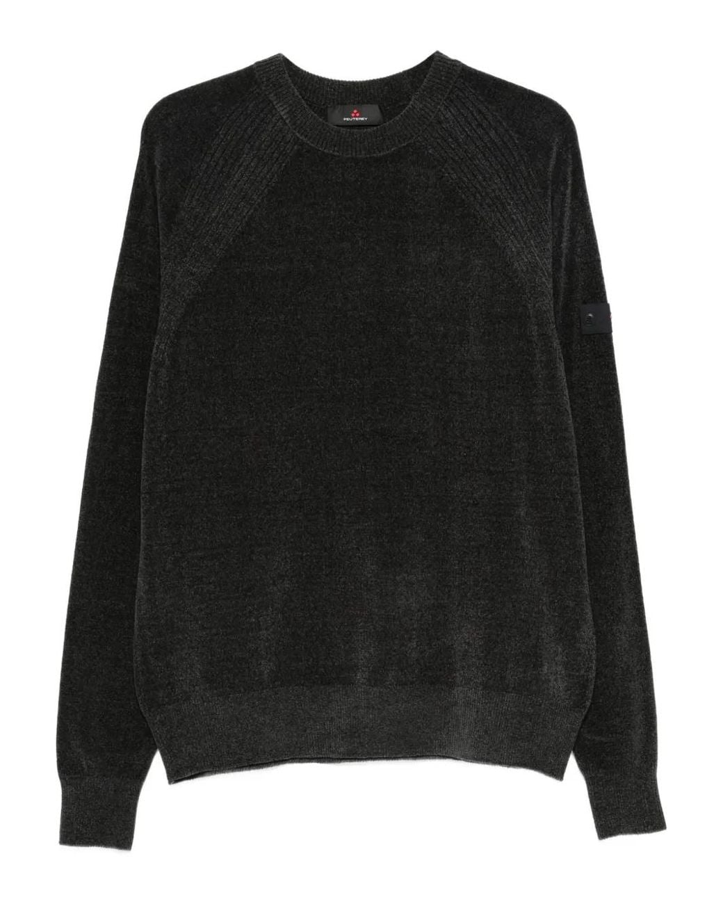Peuterey Black Sironi 01 Ribbed Long-Sleeve Sweater for men