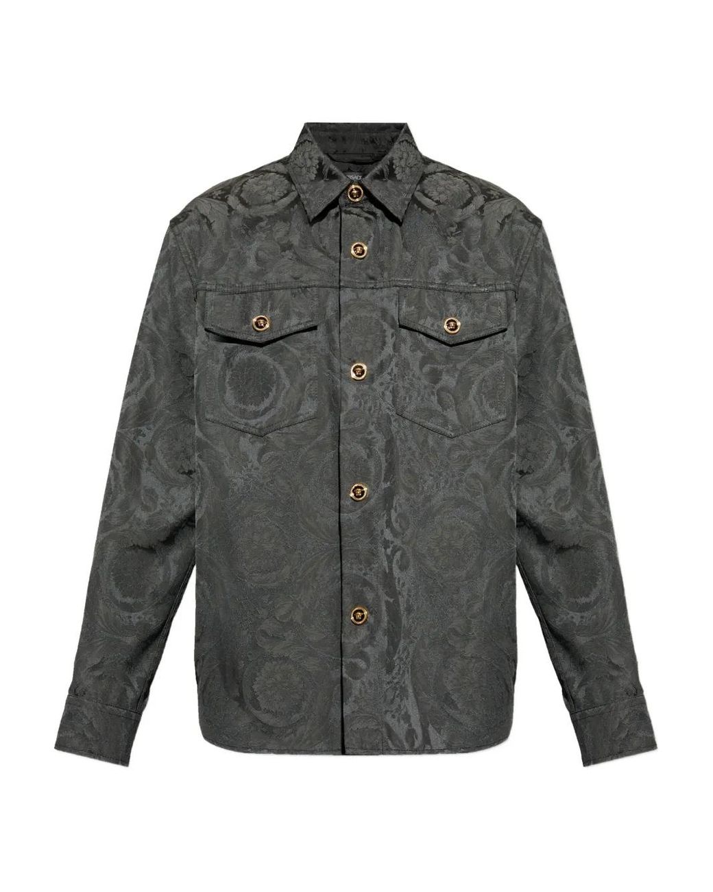 Versace Gray Jacquard Cotton Overshirt for men