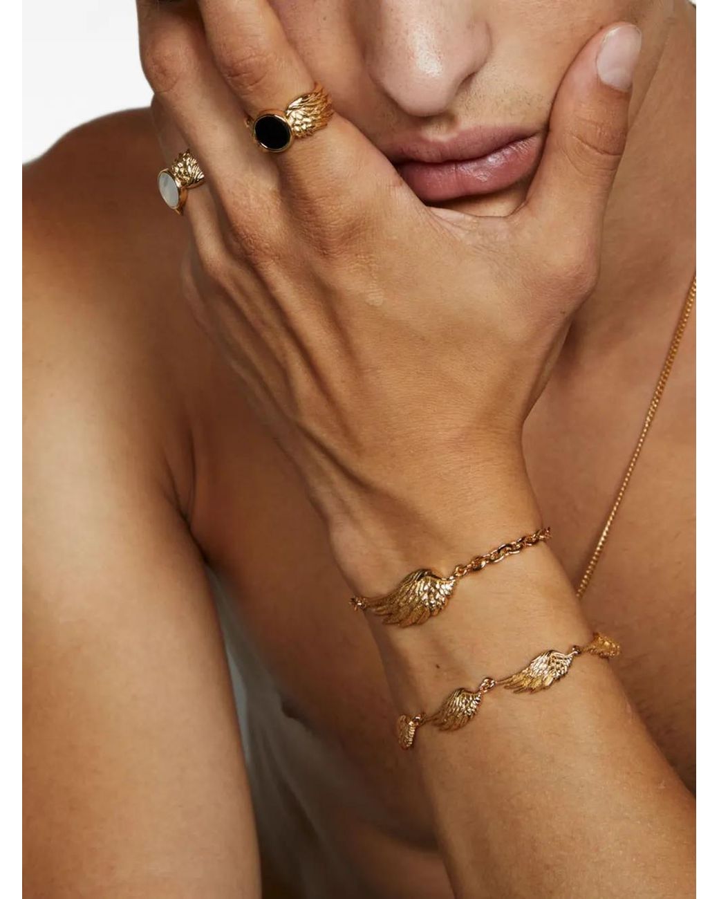Emanuele Bicocchi Brown Wing-Detail Ring