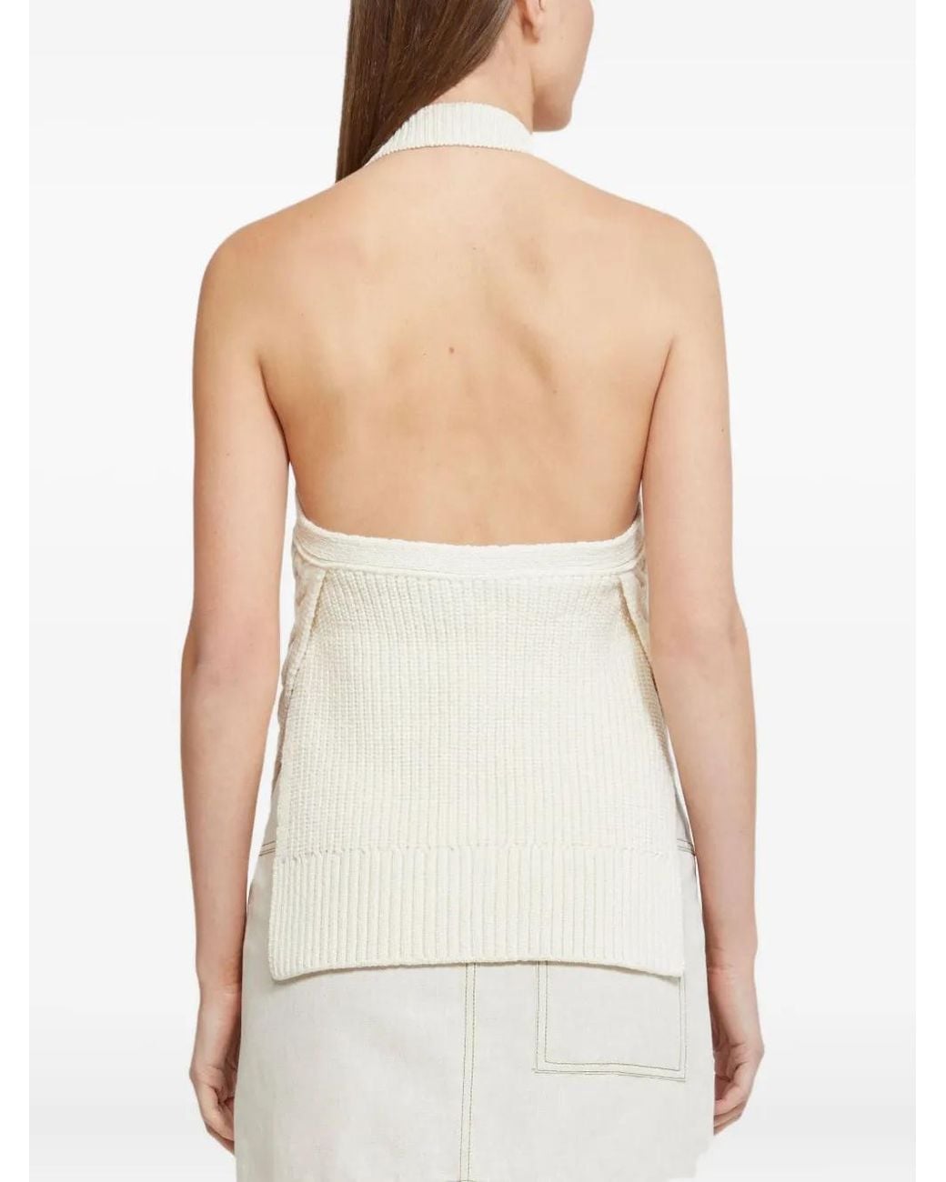3.1 Phillip Lim Natural Cable-Knit Halterneck Top