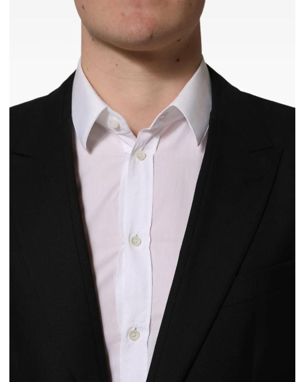 Dolce & Gabbana Black Single-Breasted Wool Blazer for men