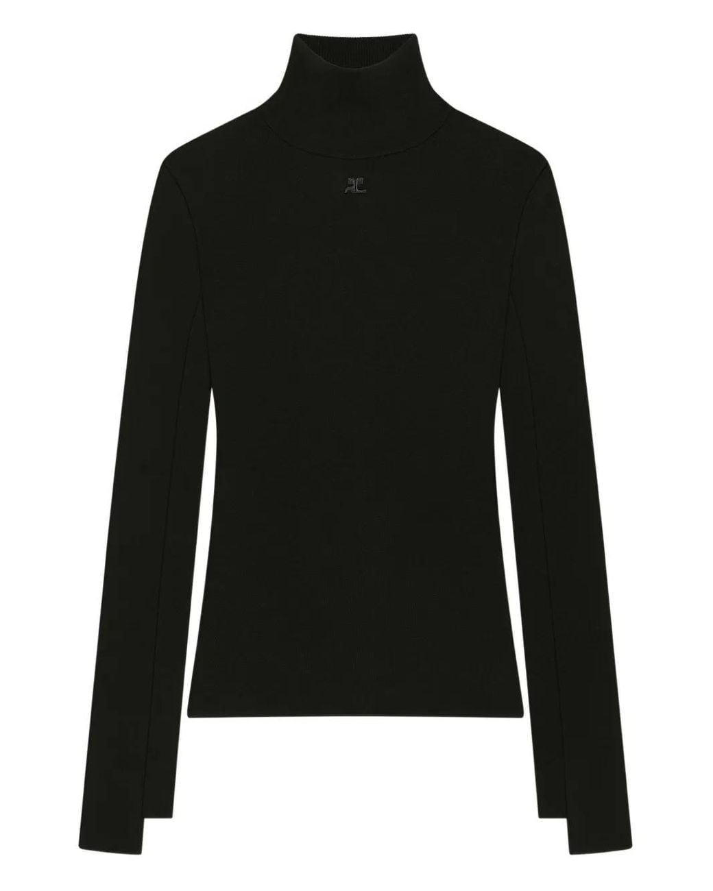 Courreges Black Mockneck Interlock Sweater
