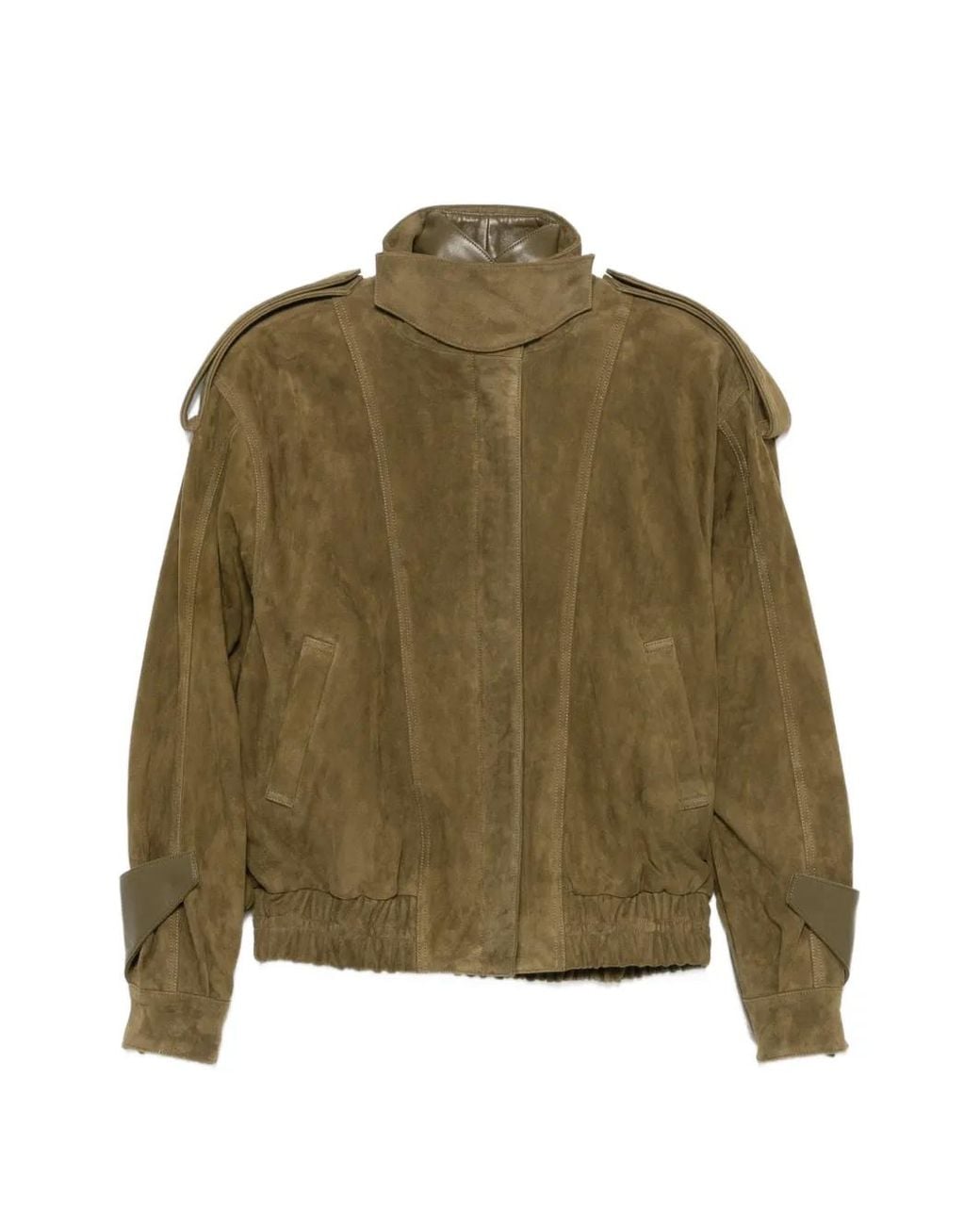 DUCIE Green Fiona High-Neck Bomber Jacket