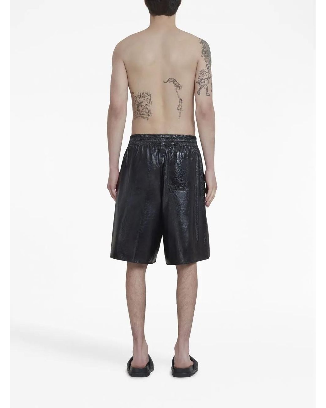 Marni Black Elasticated-Waist Leather Shorts for men
