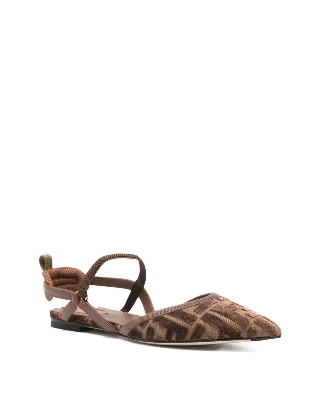 Fendi Brown Ff-Patterned Slingback Pumps
