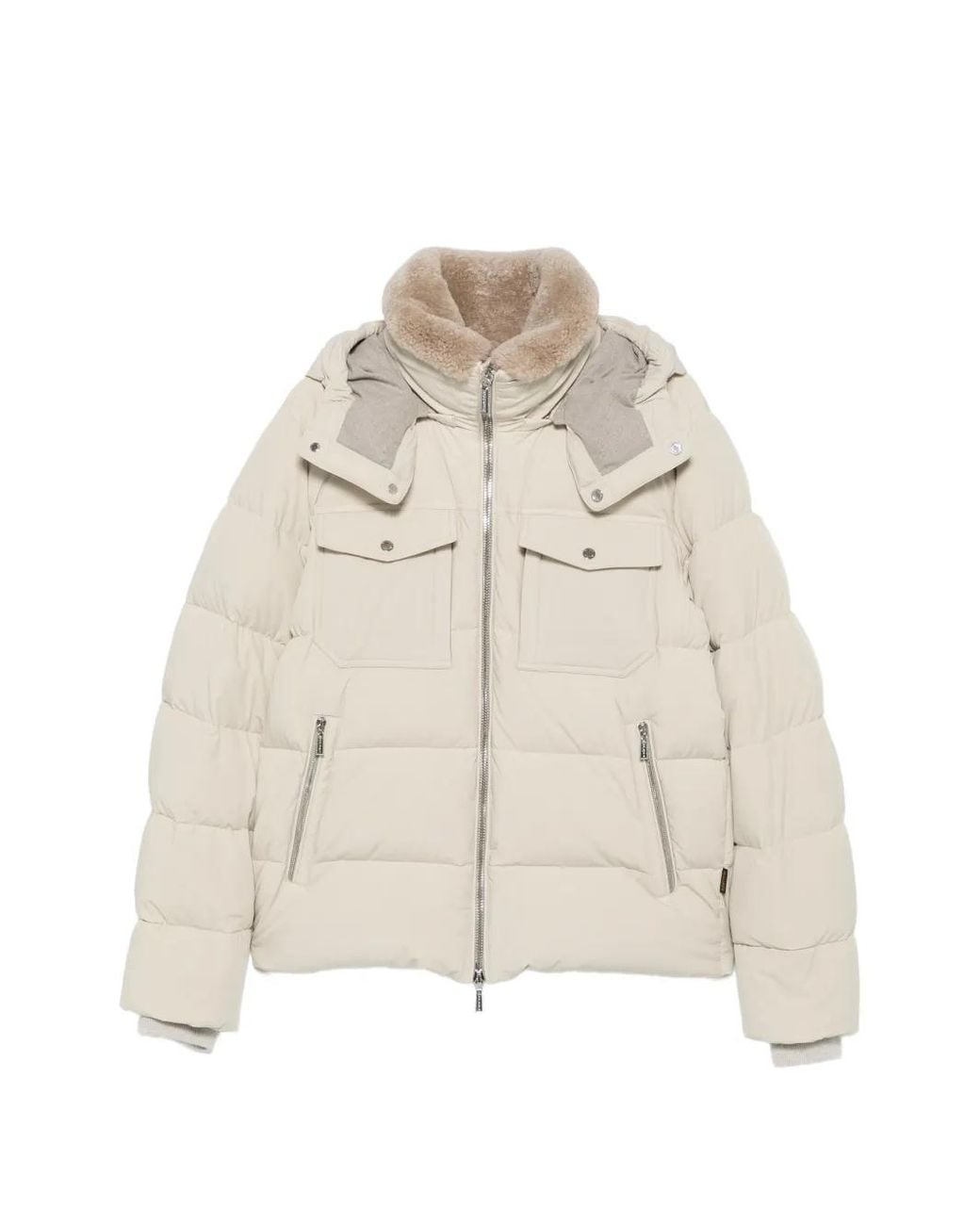 Moorer Natural Alarick Shearling-Collar Quilted Jacket for men