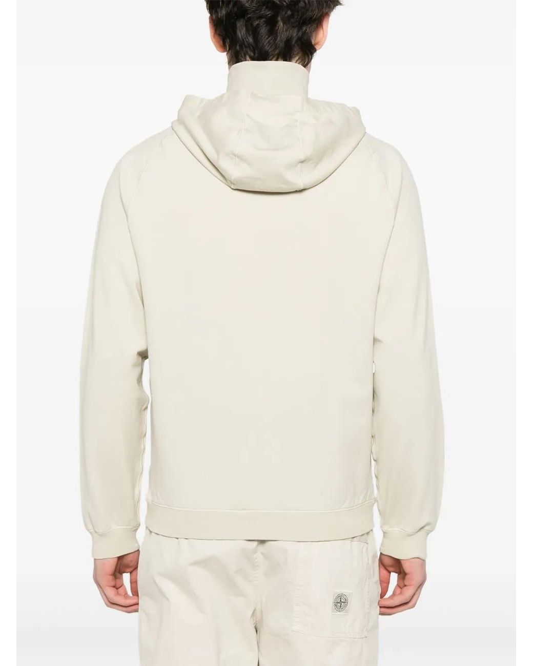 Stone Island White Compass-Motif Hoodie for men