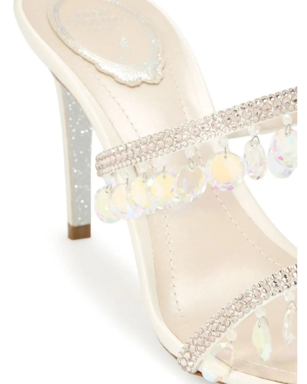 Rene Caovilla White Crystal-Embellished Fringe Sandals