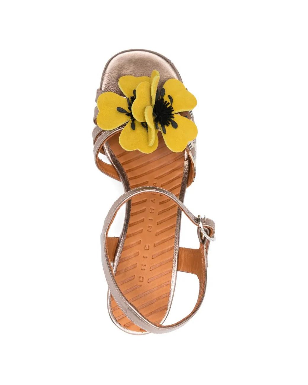 Chie Mihara Metallic Parlota Floral Leather Pumps
