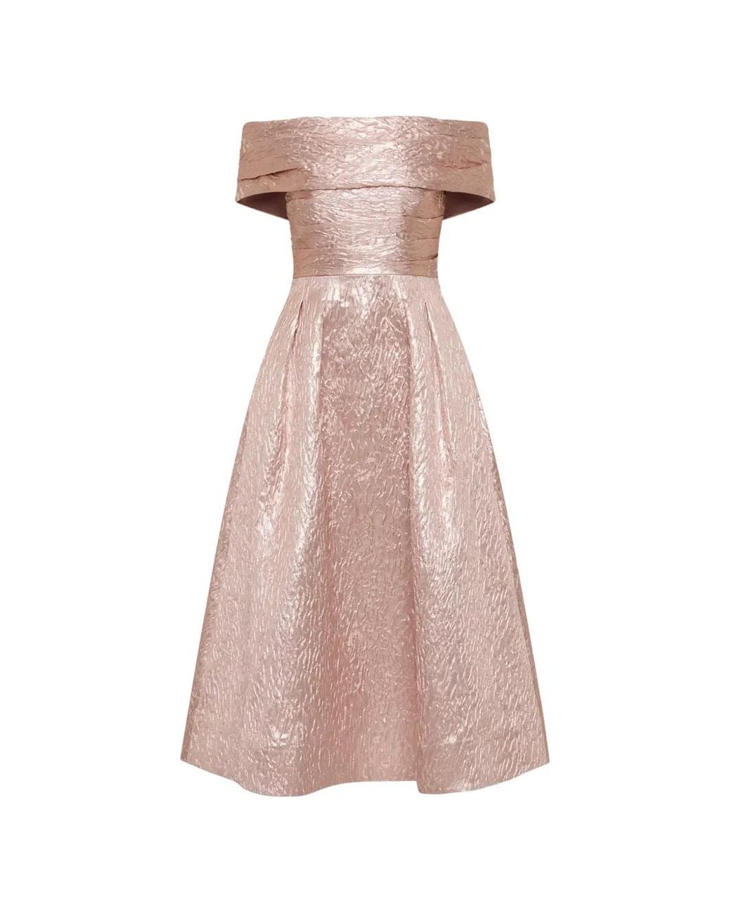 Rebecca Vallance Pink Opaline Off-The-Shoulder Midi Dress