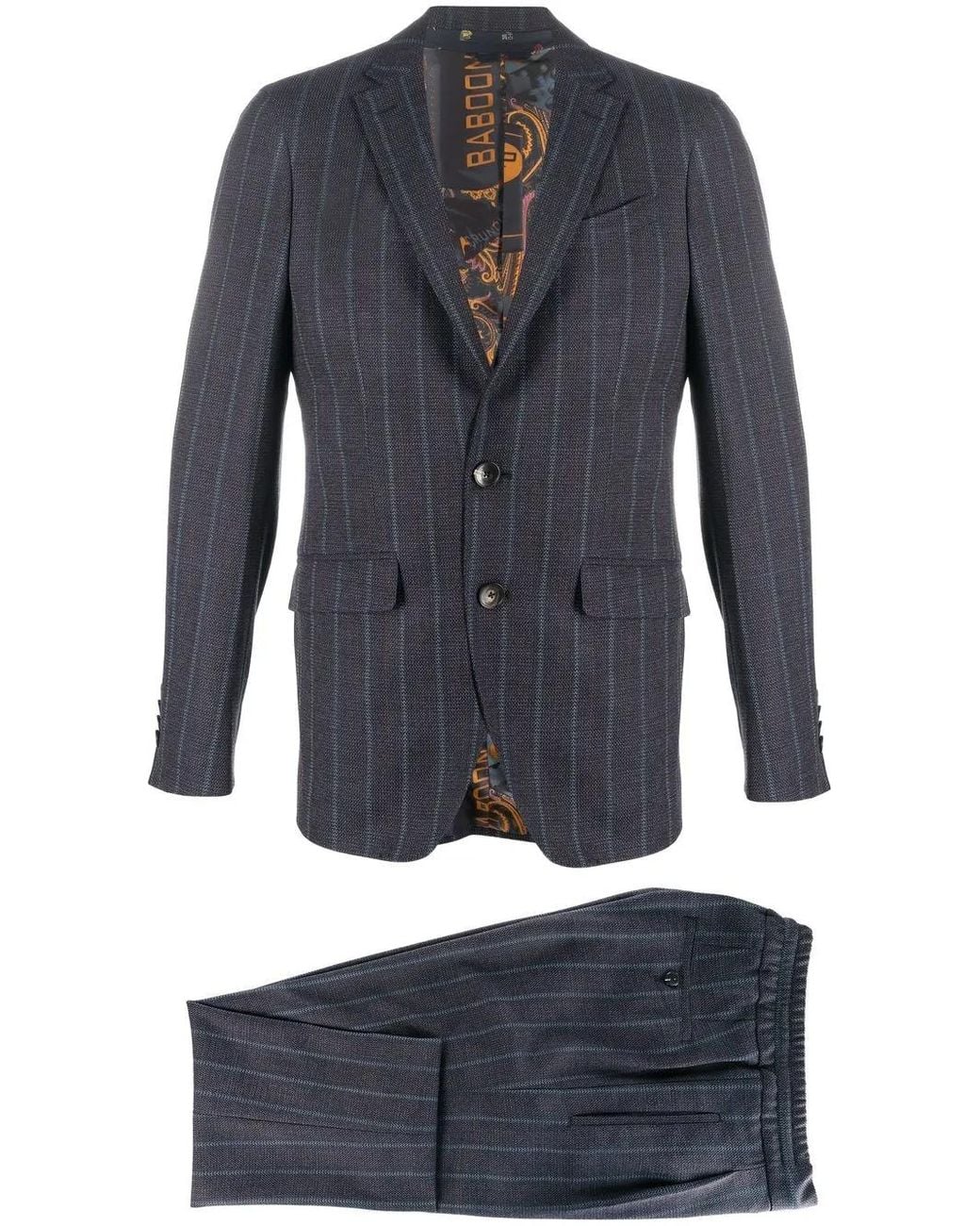 Etro Blue Pinstripe-Pattern Single Breasted Suit for men