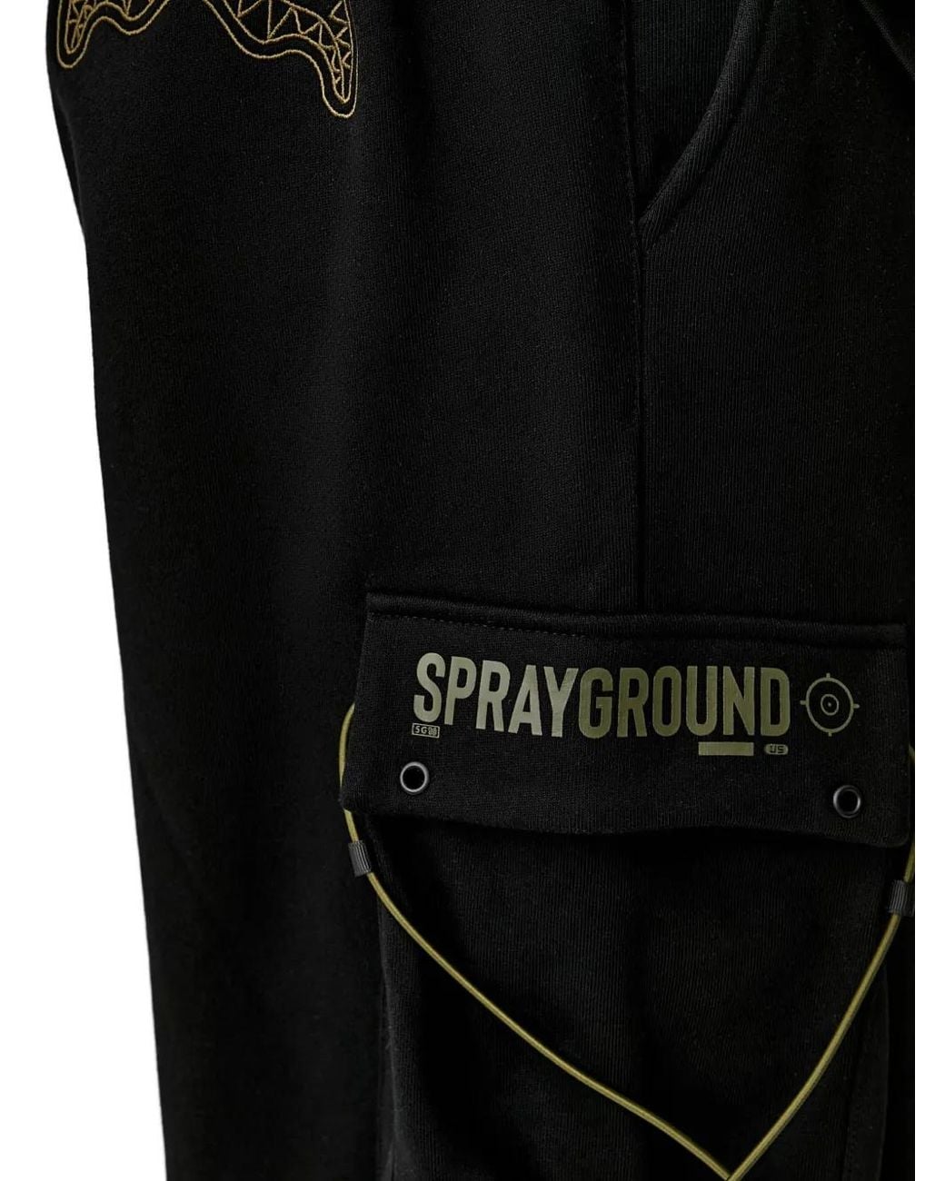 Sprayground Black Unleash The Shark Logo-Print Cargo Pants for men