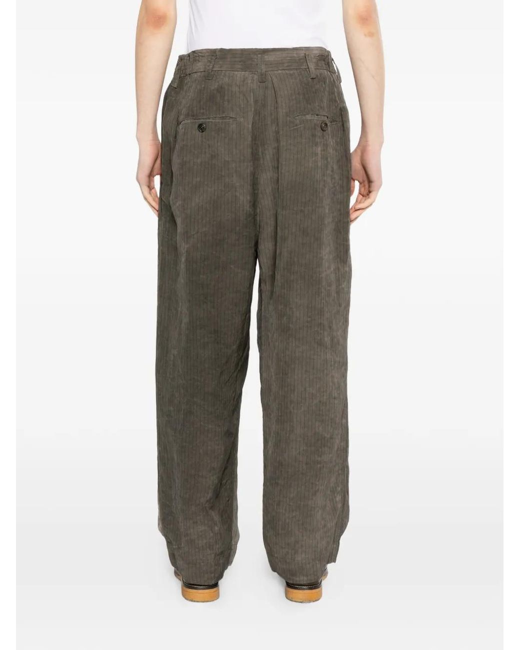 Ziggy Chen Gray Pinstripe Pleated Trousers for men