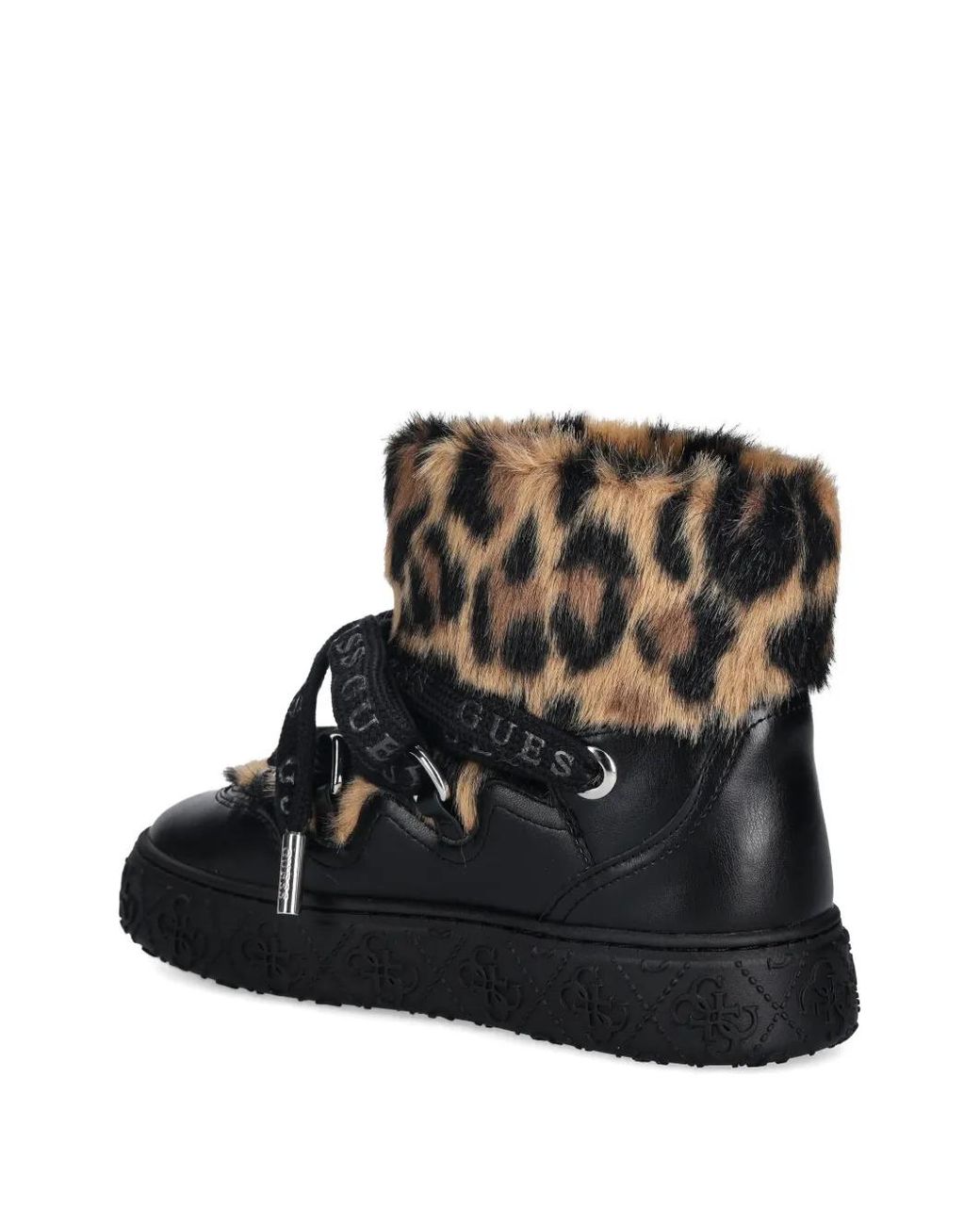 Guess Black Unessa Faux-Fur Trim Ankle Boots