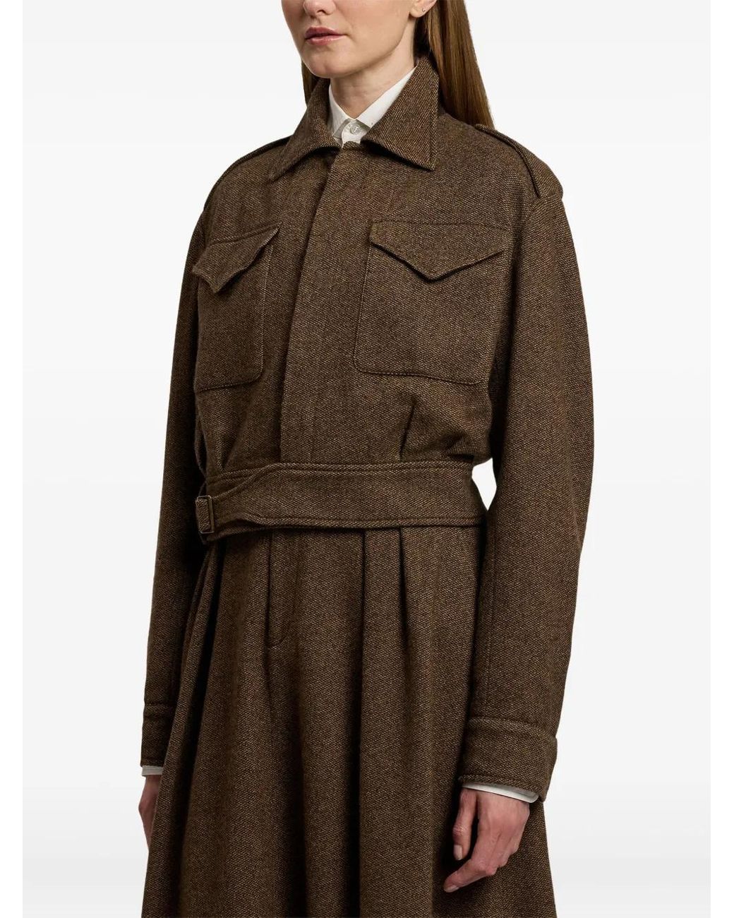 Ralph Lauren Brown Belted Flap-Pocket Jacket