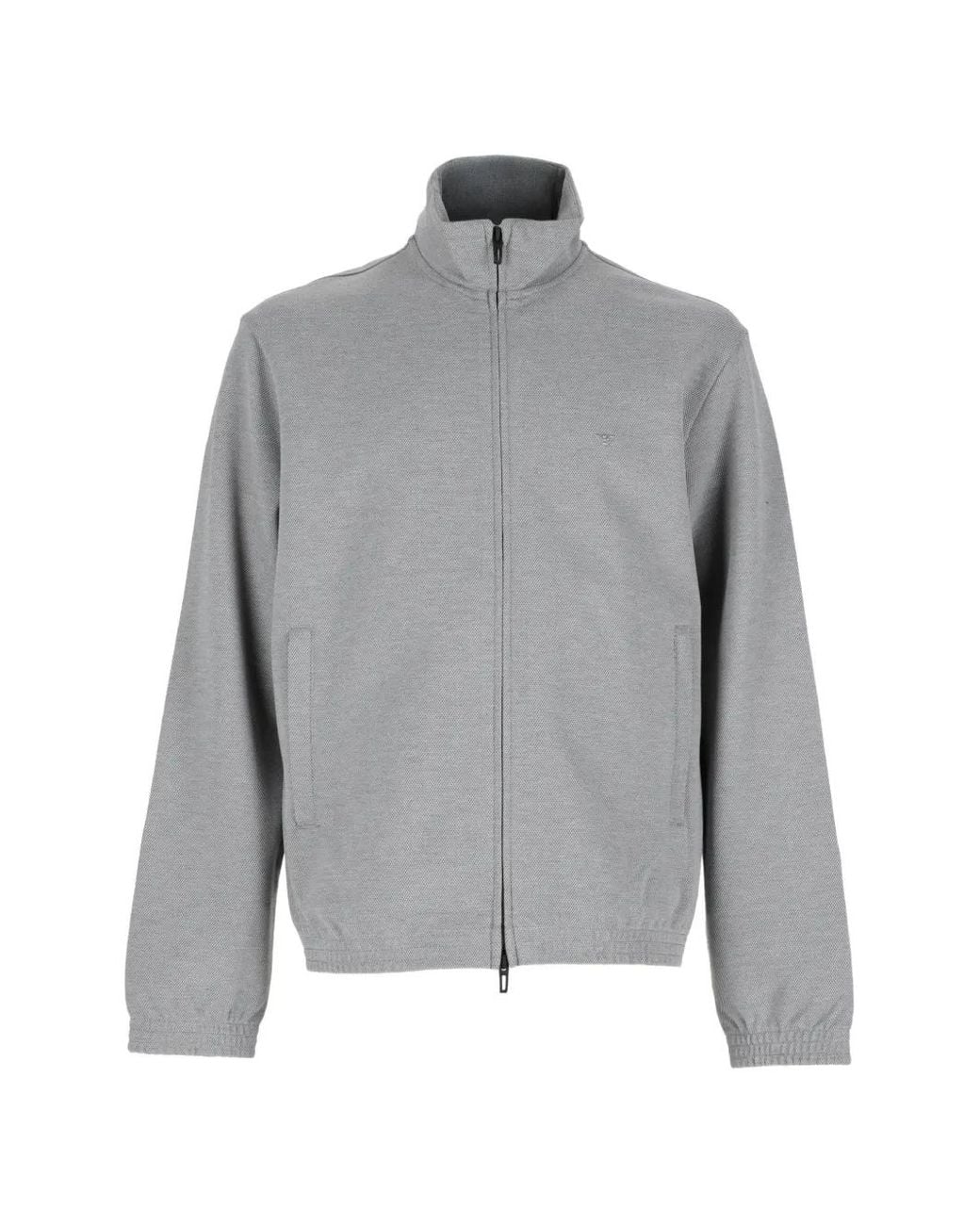 Emporio Armani Gray Travel Essential High-Neck Track Jacket for men