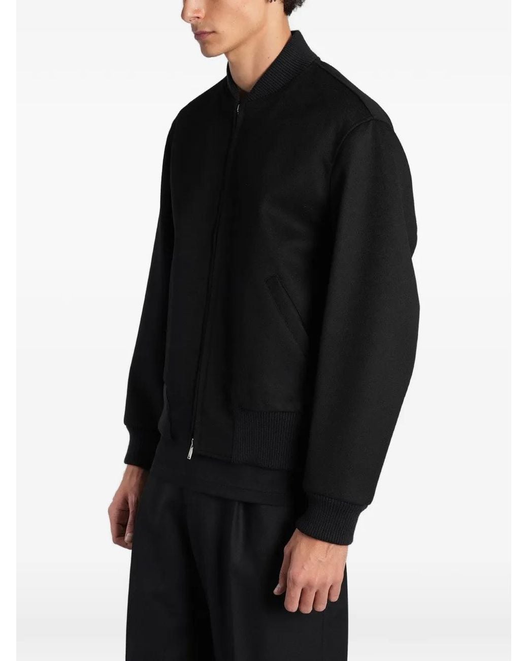 Lardini Black Logo-Patch Bomber Jacket for men